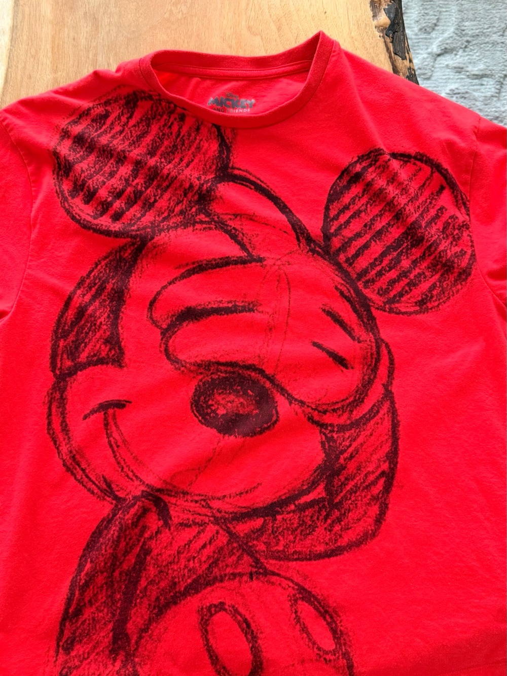 H&M Bright Red Mickey Sketch Tee